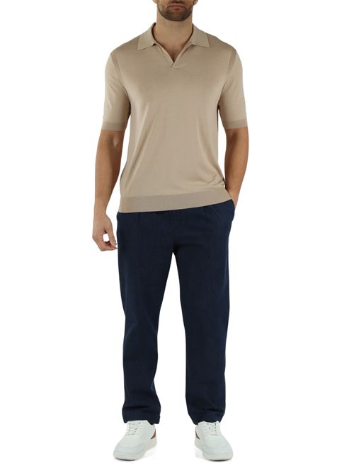 Polo derby in misto cotone Pima e seta HESKIMO | HE1400013/BEIGE